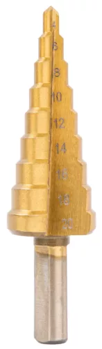 Lépcsős fúró készlet HSS, 6 részes, 4–32 mm + marófúrók 3/6/8 mm, PM-ZWSF-6T – Powermat (PM1458)
