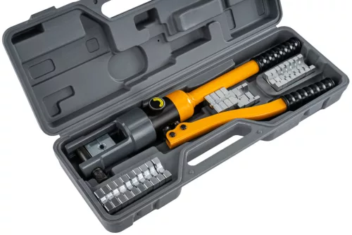 Hidraulikus kábelsaru-préselő fogó 6–300 mm², 12 t, 14 préspofa, kofferben, PM-ZHDK-6300T – Powermat (PM1468)