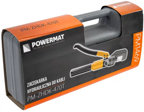 Hidraulikus kábelsaru-préselő fogó 4–70 mm², 6 t, hatszögletű, kofferben, PM-ZHDK-470T – Powermat (PM1469)