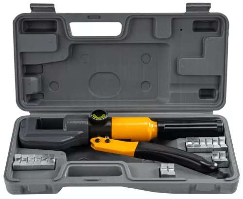 Hidraulikus kábelsaru-préselő fogó 4–70 mm², 6 t, hatszögletű, kofferben, PM-ZHDK-470T – Powermat (PM1469)