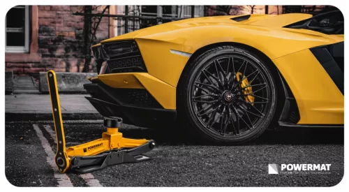 Ollós autóemelő 2,5 t, 130–445 mm, kerékkulccsal és táskával, PM-PTR-2500T – Powermat (PM1470)