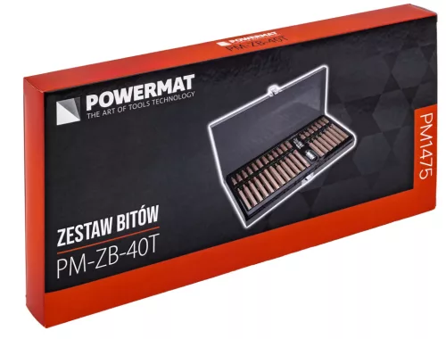 Gépi bitkészlet 40 részes, imbusz, Torx és spline bitek 30/75 mm, fém kofferben, PM-ZB-40T – Powermat (PM1475)