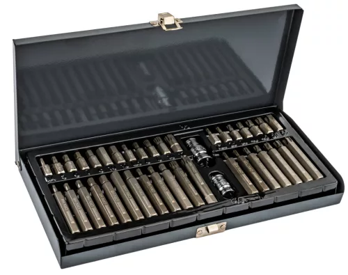 Gépi bitkészlet 40 részes, imbusz, Torx és spline bitek 30/75 mm, fém kofferben, PM-ZB-40T – Powermat (PM1475)