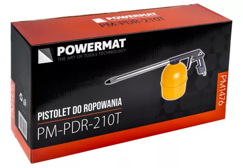 Pneumatikus olajszóró pisztoly 0,85 l-es tartállyal, 210 mm-es szórócsővel, 1/4", PM-PDR-210T – Powermat (PM1476)
