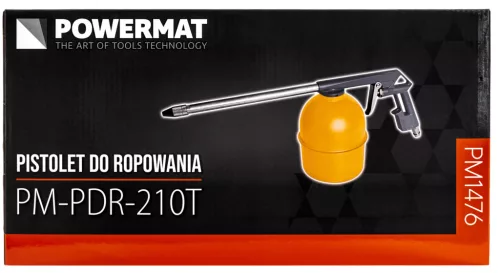 Pneumatikus olajszóró pisztoly 0,85 l-es tartállyal, 210 mm-es szórócsővel, 1/4", PM-PDR-210T – Powermat (PM1476)