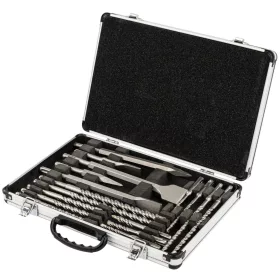   SDS Plus fúró- és vésőkészlet 17 részes, 5–14 mm fúrók, 5 véső, kofferben, PM-ZWD-17T – Powermat (PM1488)
