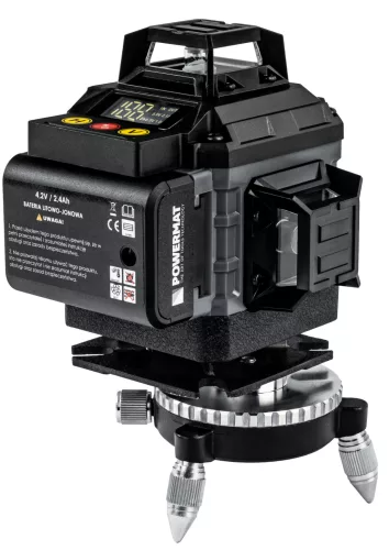 Zöld keresztlézer, 4D vonallézer 16 vonal, 360°, 40 m, állvánnyal, kofferben, PM-PLK-4DM2 – Powermat (PM1493)