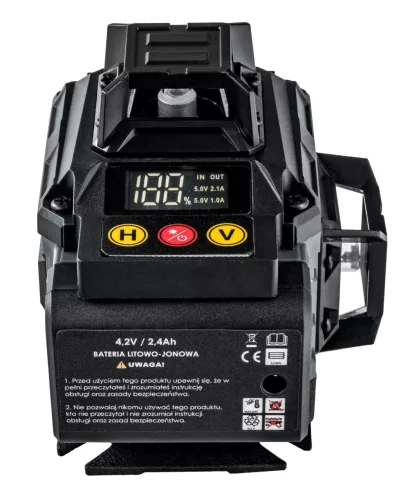 Zöld keresztlézer, 4D vonallézer 16 vonal, 360°, 40 m, állvánnyal, kofferben, PM-PLK-4DM2 – Powermat (PM1493)