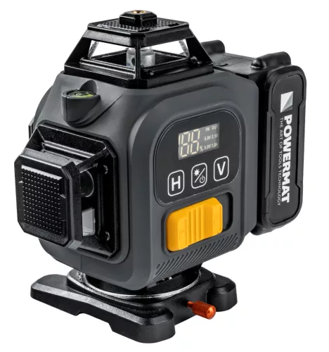 Zöld keresztlézer, 4D vonallézer 16 vonal, 360°, 40 m, 3600 mAh akkuval, kofferben, PM-PLK-4DM3 – Powermat (PM1494)