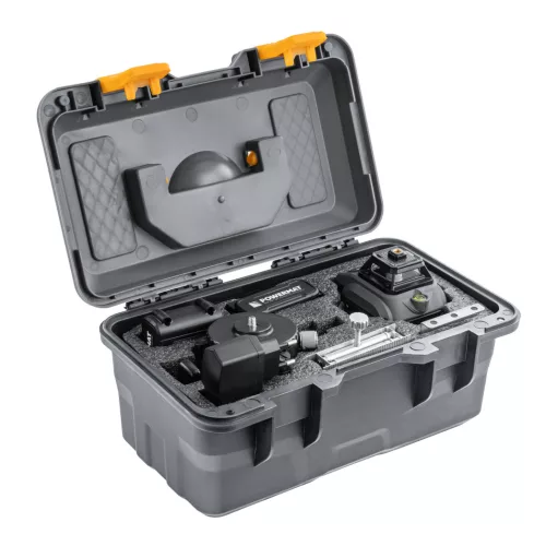 Zöld keresztlézer, 4D vonallézer 16 vonal, 360°, 40 m, 3600 mAh akkuval, kofferben, PM-PLK-4DM3 – Powermat (PM1494)