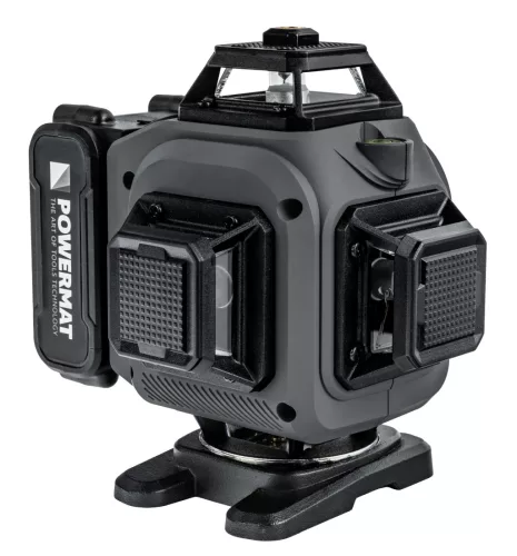 Zöld keresztlézer, 4D vonallézer 16 vonal, 360°, 40 m, 3600 mAh akkuval, kofferben, PM-PLK-4DM3 – Powermat (PM1494)