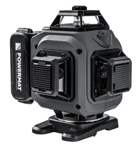 Zöld keresztlézer, 4D vonallézer 16 vonal, 360°, 40 m, 3600 mAh akkuval, kofferben, PM-PLK-4DM3 – Powermat (PM1494)