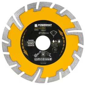   Gyémánt vágótárcsa szegmentált 125 mm, 22,23 mm, száraz/vizes vágás, PM-TDCS-1254T – Powermat (PM1497)