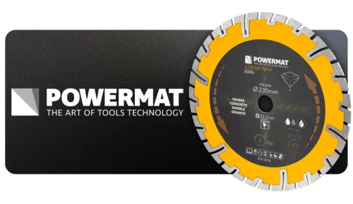 Gyémánt vágótárcsa szegmentált 230 mm, 22,23 mm, száraz/vizes vágás, PM-TDCS-2303T – Powermat (PM1498)