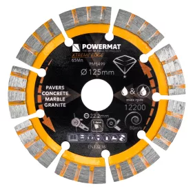   Gyémánt vágótárcsa 125 mm, szegmentált, 22,23 mm furat, 2,8 mm, PM-TDCS-1255T – Powermat (PM1499)
