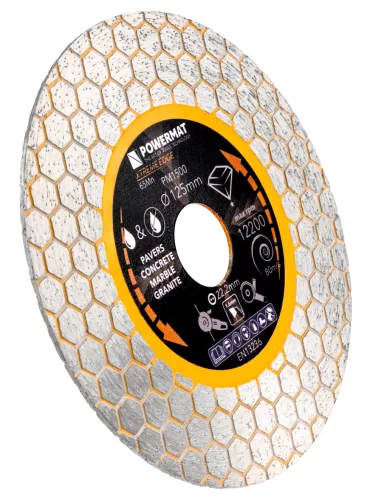 Gyémánt vágótárcsa csempéhez 125 mm, HEX, 22,23 mm furat, 1,6 mm, PM-TDCS-1256T – Powermat (PM1500)