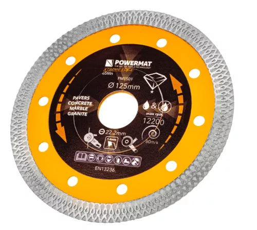 Gyémánt vágótárcsa 125 mm, 22,23 mm furat, 1,4 mm vékony, Extreme Edge, PM-TDCS-1257T – Powermat (PM1501)