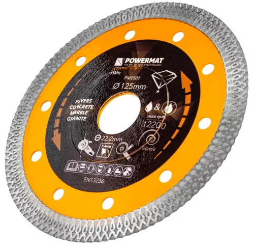 Gyémánt vágótárcsa 125 mm, 22,23 mm furat, 1,4 mm vékony, Extreme Edge, PM-TDCS-1257T – Powermat (PM1501)
