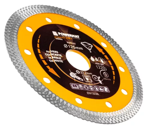 Gyémánt vágótárcsa 125 mm, 22,23 mm furat, 1,4 mm vékony, Extreme Edge, PM-TDCS-1257T – Powermat (PM1501)