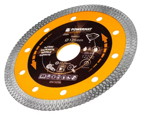 Gyémánt vágótárcsa 125 mm, 22,23 mm furat, 1,4 mm vékony, Extreme Edge, PM-TDCS-1257T – Powermat (PM1501)