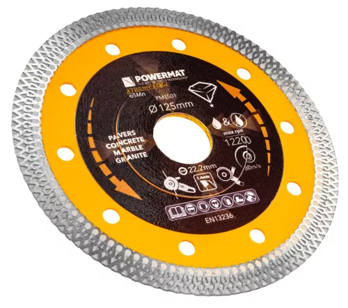 Gyémánt vágótárcsa 125 mm, 22,23 mm furat, 1,4 mm vékony, Extreme Edge, PM-TDCS-1257T – Powermat (PM1501)