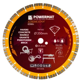   Gyémánt vágótárcsa 350 mm, 25,4 mm furat, 3 mm, gyorsdarabolóhoz, Extreme Edge, PM-TDCS-3501T – Powermat (PM1502)
