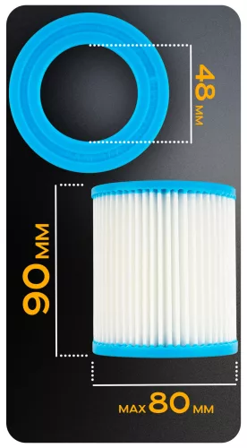 Szűrőbetét medencés szűrőszivattyúhoz, I típus, 80 × 90 mm, PM-PFDB-16T szivattyúhoz – Powermat (PM1516)