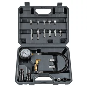  Kompressziómérő dízelmotorhoz, 19 részes, 0–70 bar, 400 mm-es tömlővel, gyorscsatlakozóval, PM-MCSD-19T – Powermat (PM1523)