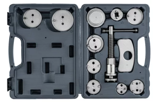 Fékdugattyú-visszatekerő készlet 12 részes, 11 adapterrel, mágneses véggel, kofferben, PM-ZWT-12T – Powermat (PM1530)