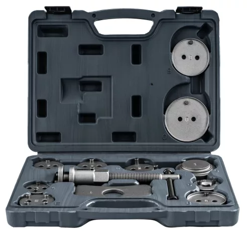 Fékdugattyú-visszatekerő készlet 12 részes, 11 adapterrel, mágneses véggel, kofferben, PM-ZWT-12T – Powermat (PM1530)