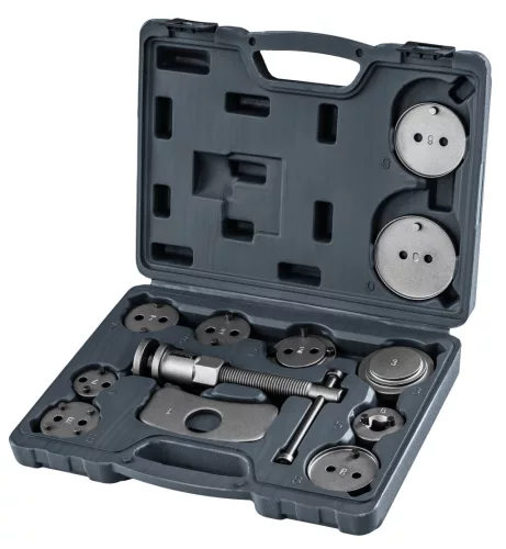 Fékdugattyú-visszatekerő készlet 12 részes, 11 adapterrel, mágneses véggel, kofferben, PM-ZWT-12T – Powermat (PM1530)