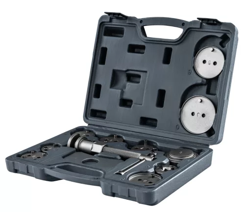 Fékdugattyú-visszatekerő készlet 12 részes, 11 adapterrel, mágneses véggel, kofferben, PM-ZWT-12T – Powermat (PM1530)