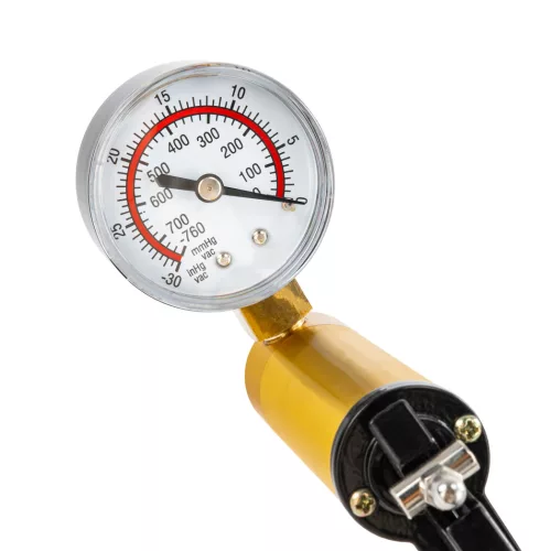 Kézi vákuumpumpa mérőórával, 18 részes, -1 bar, benzines és dízel autókhoz, PM-PPC-120T – Powermat (PM1538)