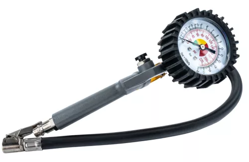Keréktöltő pisztoly nyomásmérő órával 75 mm, 12 bar, 1/4", PM-PDPM-2T – Powermat (PM1543)