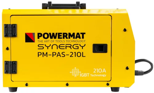 Hegesztő inverter MIG/MAG, FLUX, MMA, TIG Lift 210 A, 230 V, szinergikus, kettős LCD, PM-PAS-210L – Powermat (PM1544)