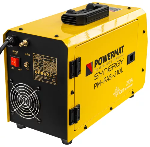 Hegesztő inverter MIG/MAG, FLUX, MMA, TIG Lift 210 A, 230 V, szinergikus, kettős LCD, PM-PAS-210L – Powermat (PM1544)
