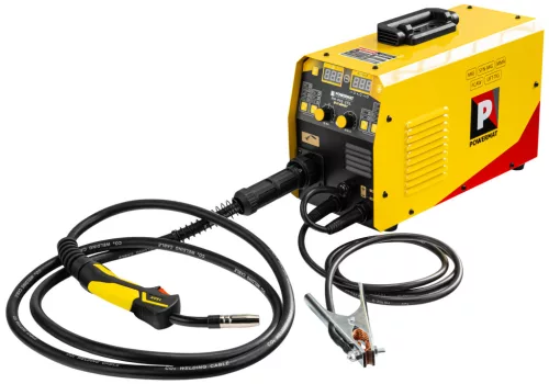 Hegesztő inverter MIG/MAG, FLUX, MMA, TIG Lift 210 A, 230 V, szinergikus, kettős LCD, PM-PAS-210L – Powermat (PM1544)