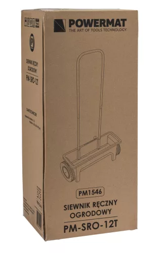 Kézi szóró- és vetőkocsi 12 l, 46 cm szórásszélesség, 10 fokozat, PM-SRO-12T – Powermat (PM1546)