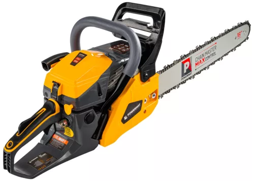 Benzines láncfűrész 55 cm³, 6 LE, 45 cm-es vezetőlemezzel, rezgéscsillapítással, PM-PSP-6HP-PRO – Powermat (PM1548)