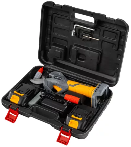Akkus metszőolló 30 mm, 21 V, 2 × 2 Ah, szénkefe nélküli motor, LCD, kofferben, PM-SA-21V-2AM – Powermat (PM1550)
