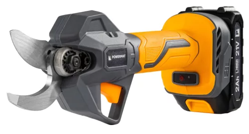 Akkus metszőolló 30 mm, 21 V, 2 × 2 Ah, szénkefe nélküli motor, LCD, kofferben, PM-SA-21V-2AM – Powermat (PM1550)
