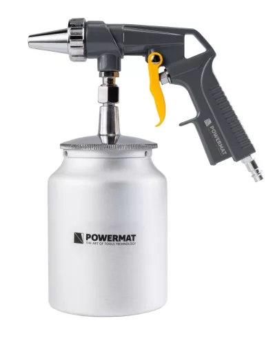 Homokfúvó pisztoly tartállyal, 1000 ml, 8 bar, 160 l/perc, PM-PDPI-1T – Powermat (PM1551)