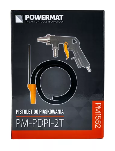 Homokfúvó pisztoly szívótömlővel 1 m, 8 bar, 160 l/perc, 1/4", PM-PDPI-2T – Powermat (PM1552)