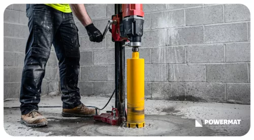 Gyémánt fúrókorona betonhoz 32 × 450 mm, 1 1/4" UNC, 4 szegmens, vizes, PM-DWK-32x450M – Powermat (PM1557)
