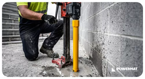 Gyémánt koronafúró betonhoz 63 × 450 mm, 1 1/4" UNC menet, PM-DWK-63x450M – Powermat (PM1559)