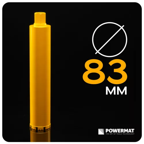 Gyémánt koronafúró betonhoz 83 × 450 mm, 1 1/4" UNC menet, PM-DWK-83x450M – Powermat (PM1560)