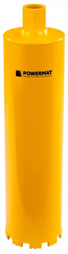 Gyémánt fúrókorona betonhoz 112 × 450 mm, 1 1/4" UNC, 9 szegmens, vizes, PM-DWK-112x450M – Powermat (PM1561)