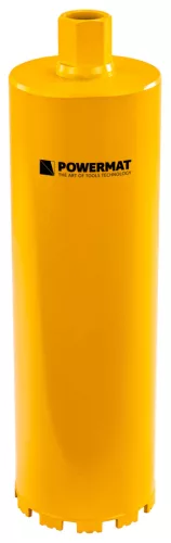 Gyémánt fúrókorona betonhoz 132 × 450 mm, 1 1/4" UNC, 11 szegmens, vizes, PM-DWK-132x450M – Powermat (PM1562)