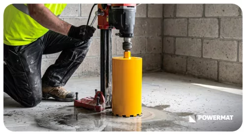 Gyémánt fúrókorona betonhoz 254 × 450 mm, 1 1/4" UNC, 17 szegmens, vizes, PM-DWK-254x450M – Powermat (PM1565)