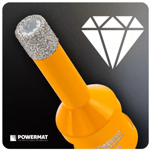 Gyémánt lyukfúró gres lapokhoz 10 mm, M14, száraz/nedves, PM-DWK-10M14M – Powermat (PM1568)